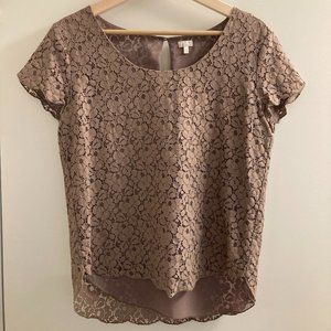 Aritzia Talula Mauve Floral Lace Top Blouse (M)